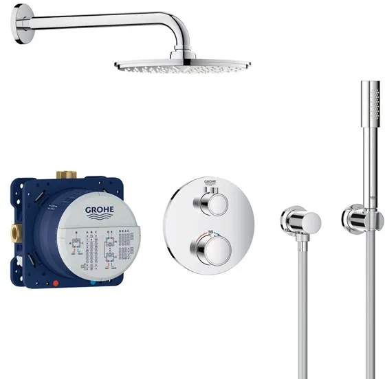 Grohe Grohtherm dusjsett med Rainshower Cosmopolitan 210, krom